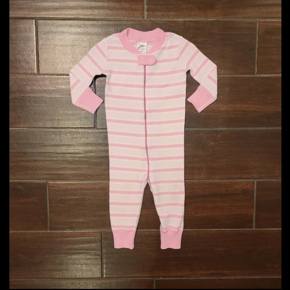 Hanna Andersson Pink and Light Pink Striped Cotton One-Piece